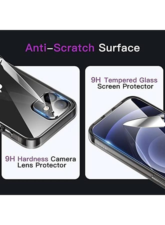 جي تيك جراب 5 في 1 لهاتف Iphone 12 Mini مقاس 5.4 بوصة مع قطعتين من واقي الشاشة وقطعتين من واقي عدسة الكاميرا بتغطية كاملة من الزجاج المقوى وغطاء هاتف مضاد للصدمات باللون الأسود - Image 5