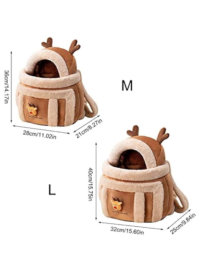 Plush Reindeer Pet Carrier Backpack with Hand Warmers for Small Dogs - Image 4