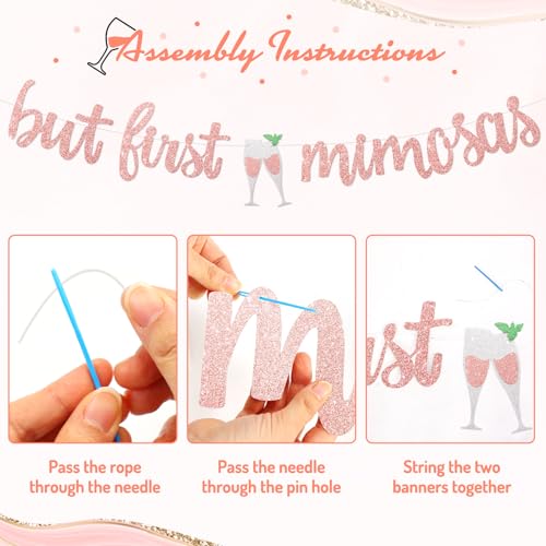 Faisichocalato Mimosa Bar Sign, But First Mimosas Banner, Boho Floral Wedding & Bridal Shower Decor, Rustic Party Sign for Mimosas & Celebrations - Image 3