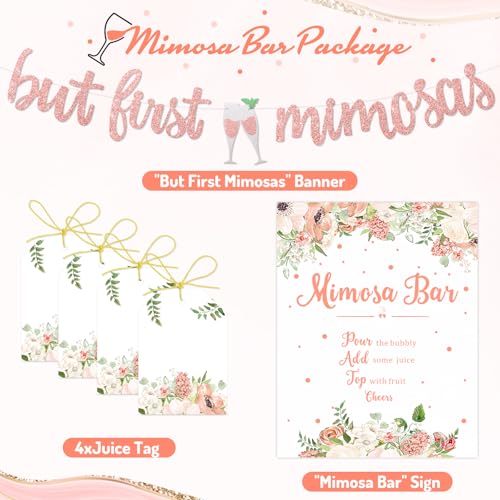 Faisichocalato Mimosa Bar Sign, But First Mimosas Banner, Boho Floral Wedding & Bridal Shower Decor, Rustic Party Sign for Mimosas & Celebrations - Image 4