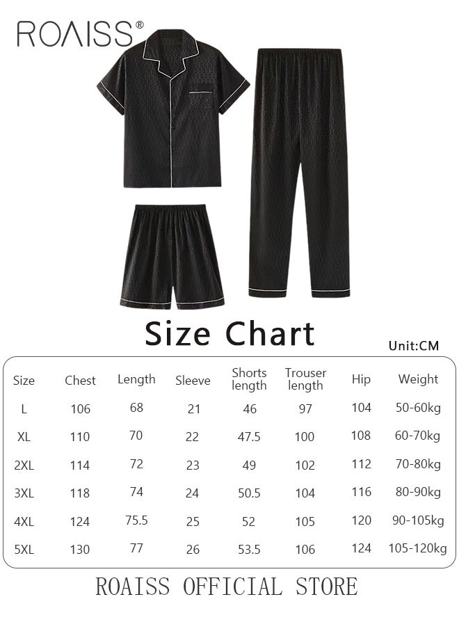 Men 3 Piece Loungewear Set   Short Sleeves Shorts & Long Pants   Ice Silk Pajamas Loose & Comfortable Skin Friendly Fabric - pzsku/ZDFED6AF796171E9335B9Z/45/_/1729306777/16cb2037-1cb4-48ec-bbd9-bff4472f904d