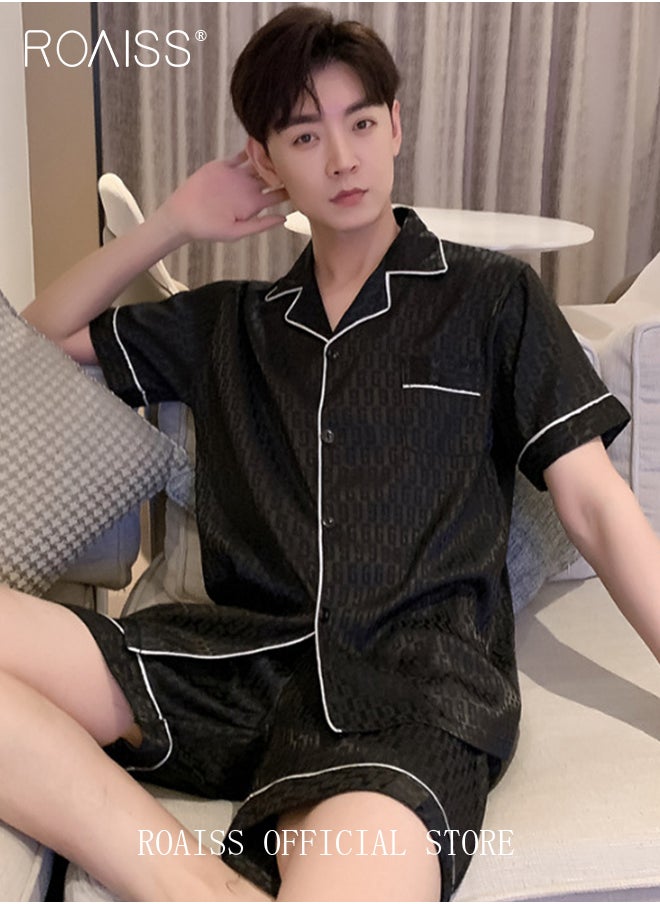 Men 3 Piece Loungewear Set   Short Sleeves Shorts & Long Pants   Ice Silk Pajamas Loose & Comfortable Skin Friendly Fabric - pzsku/ZDFED6AF796171E9335B9Z/45/_/1729306780/fd7b83df-4f49-4921-8837-dd5593a5b2be