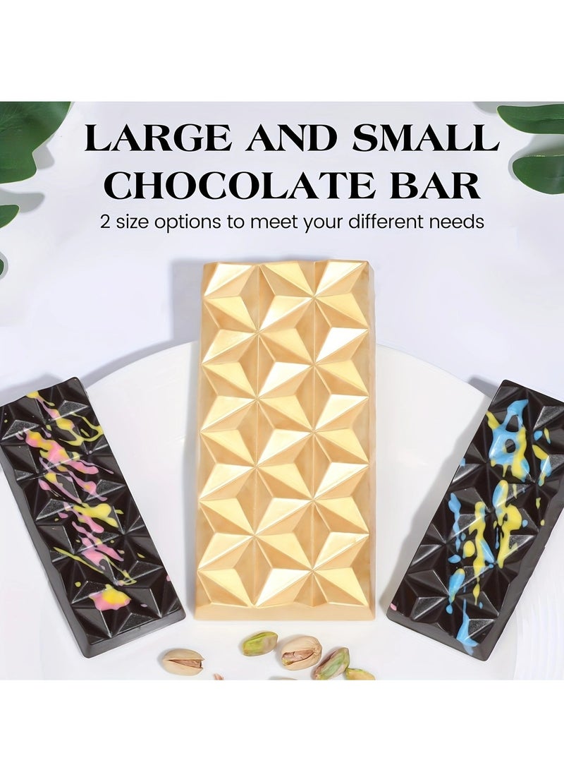 2 packs of deep chocolate bar molds, with 1 pack of English letter molds, large and thick silicone chocolate bar molds filled with bars, large chocolate candy bar molds filled with pistachio chocolate bars - Image 3