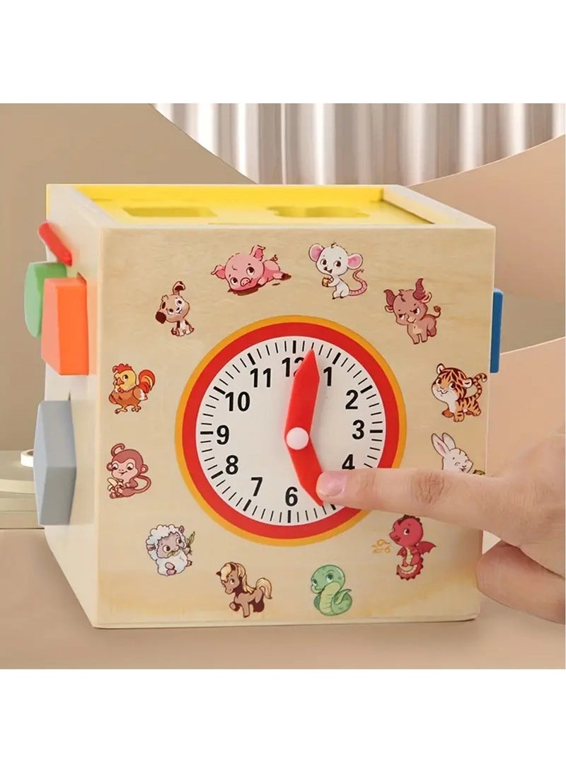 Hihonor New 12-hole Intelligence Box Toy, Children's Educational Early Education Geometric Shape Color Cognition Matching Wooden Toy - Image 3