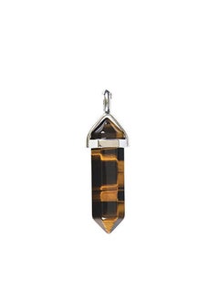 Generic Hexagonal Crystal Point Pendant Necklace tiger's eye 