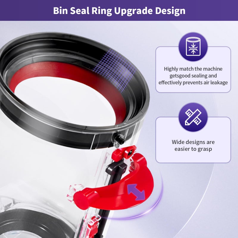 BYOFI Upgraded Dust Bin Replacement Compatible With Dyson Dyson V10 SV12 Animal and Absolute Models Only,NOT For V7 V8 V11 V12 V15, Canister Bin for Part No.969509-01 with 1 HEPA Filter - Image 4