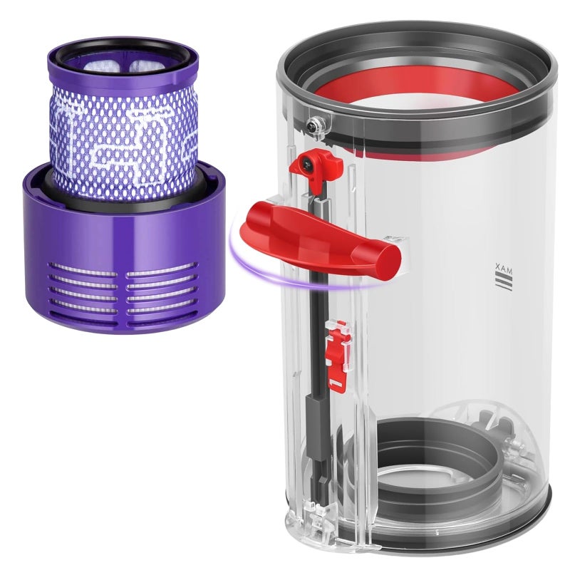 BYOFI Upgraded Dust Bin Replacement Compatible With Dyson Dyson V10 SV12 Animal and Absolute Models Only,NOT For V7 V8 V11 V12 V15, Canister Bin for Part No.969509-01 with 1 HEPA Filter - Image 1