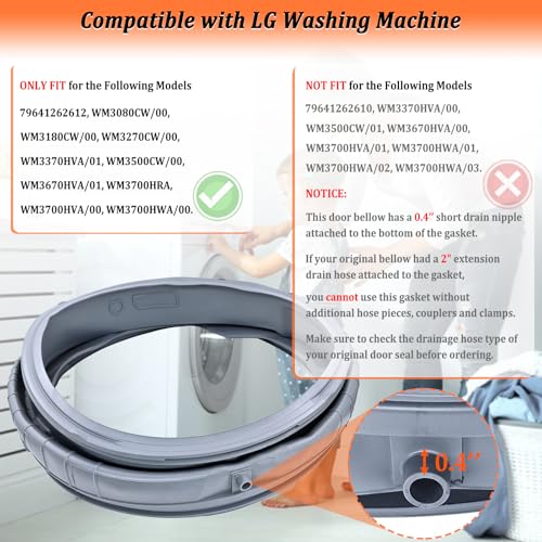 EfenaLife Upgraded MDS47123619 Washer Door Boot Seal, Washing Machine Door Gasket Replaces AP6236842, AGF75223080, PS12081606 - Image 3