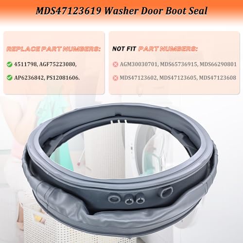 EfenaLife Upgraded MDS47123619 Washer Door Boot Seal, Washing Machine Door Gasket Replaces AP6236842, AGF75223080, PS12081606 - Image 2
