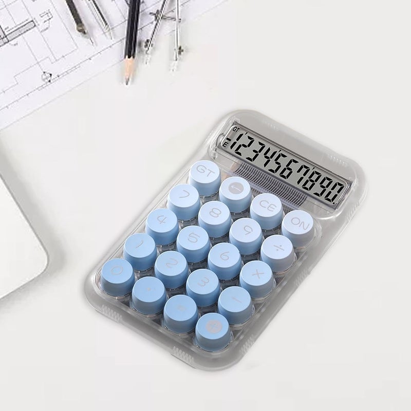 Mechanical Keyboard Calculator Clear Handheld with LCD Display, Easy to Read 10 Digit Desk Calculator for Office School Daily Use, Blue - Image 5