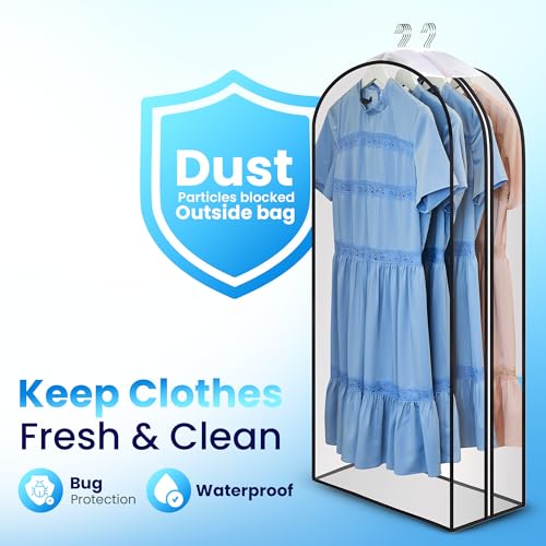 Handy Laundry Clear Garment Bags for Clothes Storage - 4-Pack Plastic Hanging Covers and Clothing Protectors, Long Dress Suit Jacket Closet Cover Dust Proof Garment Bag Set for Organized Wardrobe Storage (40") - Image 4