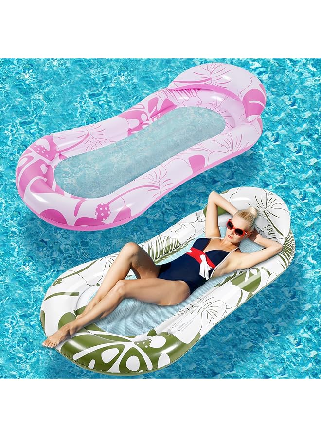 KASTWAVE 2 Pcs Inflatable Pool Float Mat Pool Floaties Rafts With Headrest Loungers Sun Tanning Floaty For Adult Cool Water Hammock Chair For Summer Swimming Pool Lake Beach Party Toys - Image 1