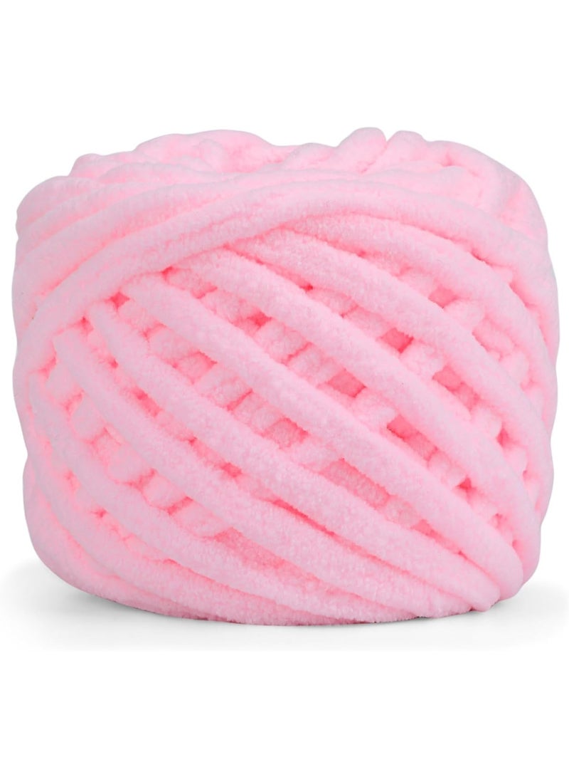 ChicAbode Chunky Chenille Yarn, Soft Thick Fluffy Yarn for Hand Knitting, 49Yds Velvet Crochet Yarn for Making Blankets Weaving DIY Craft (Pink) - Image 1