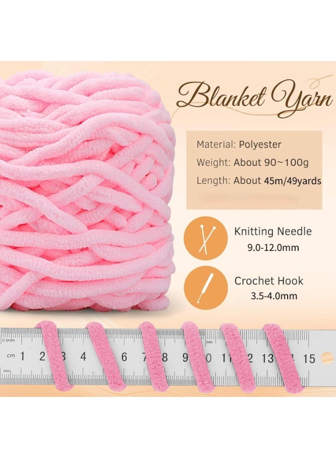 ChicAbode Chunky Chenille Yarn, Soft Thick Fluffy Yarn for Hand Knitting, 49Yds Velvet Crochet Yarn for Making Blankets Weaving DIY Craft (Pink) - Image 2
