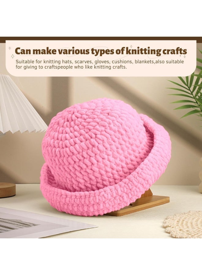 ChicAbode Chunky Chenille Yarn, Soft Thick Fluffy Yarn for Hand Knitting, 49Yds Velvet Crochet Yarn for Making Blankets Weaving DIY Craft (Pink) - Image 3