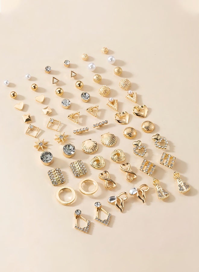 60pcs Statement Earrings, Gold Stud Earrings for Women & Fashion Big Geometric Earrings - Image 3