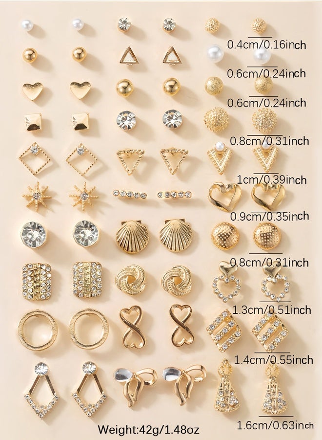 60pcs Statement Earrings, Gold Stud Earrings for Women & Fashion Big Geometric Earrings - Image 2