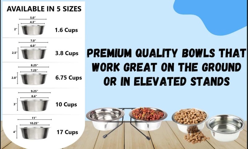 Greendale - 4 Pack - 17 Cup Capacity - Stainless Steel Metal Dog Bowls - Perfect for Dog Food and Water. Wrong Size? Click to Look at Our Size Options. - Image 3