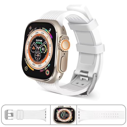Printme Sports Silicone Band Compatible with Apple Watch 49 mm, 45 mm, 44 mm, 42 mm, Dual Lock Pin, Adjustable Strap for iWatch Series Ultra, Ultra 2, SE, SE 2, Series 3,4,5,6,7,8 (Black) - Image 2