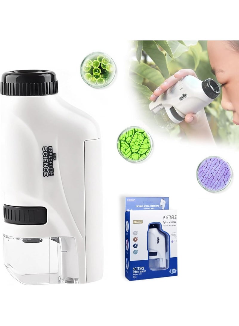 60X-120X Pocket Microscope, Portable Mini Microscope, Bright Vision, Easy Focus with Slides, Handheld Microscope for Children and Adults - Image 1