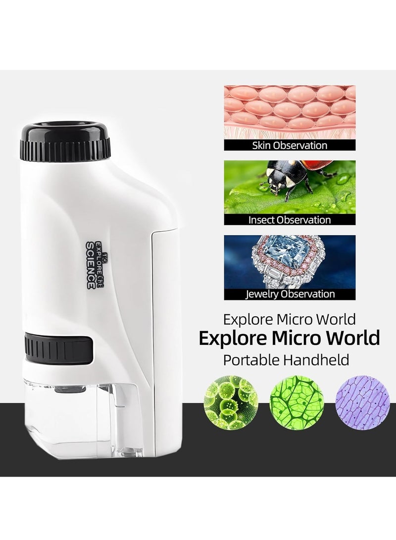 60X-120X Pocket Microscope, Portable Mini Microscope, Bright Vision, Easy Focus with Slides, Handheld Microscope for Children and Adults - Image 2