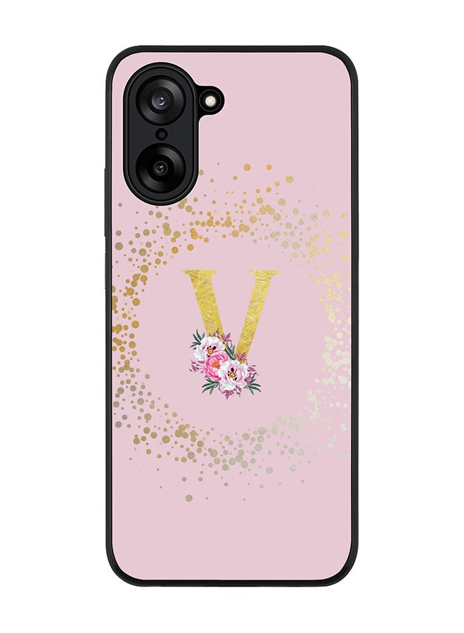 Stylizedd For OnePlus Nord CE5 / Ace 5 Racing Case,Slim fit Camera Protection, Shockproof Thin Phone cover  - Custom Monogram Floral - V  (Pink )