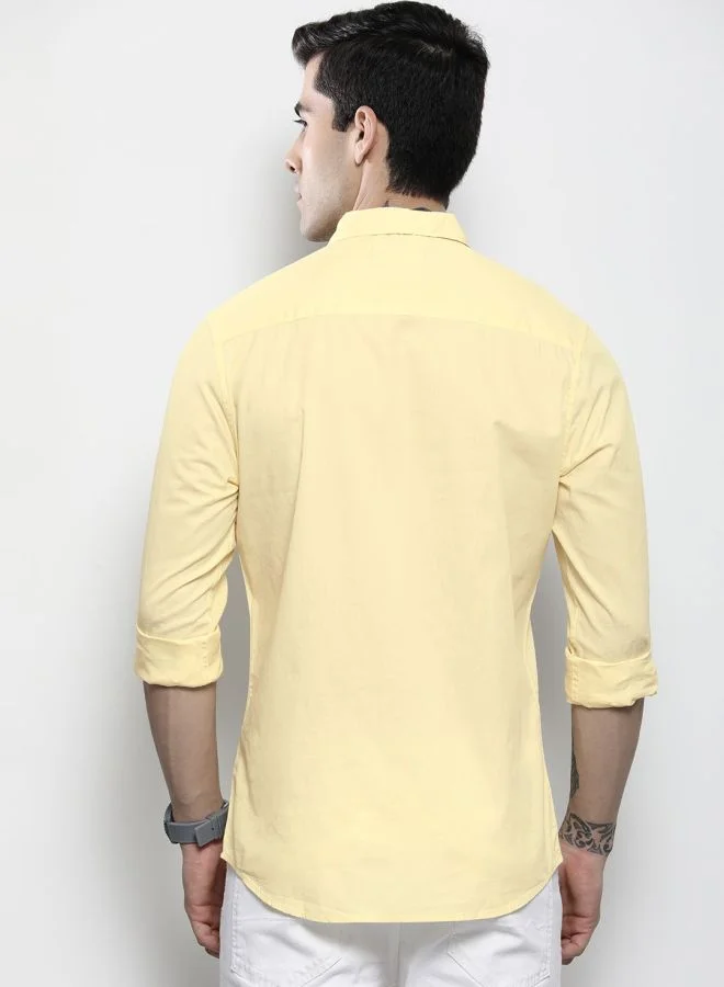 The Indian Garage Co Men Regular Fit Placement Print Full Sleeves Spread Collar Casual Shirt