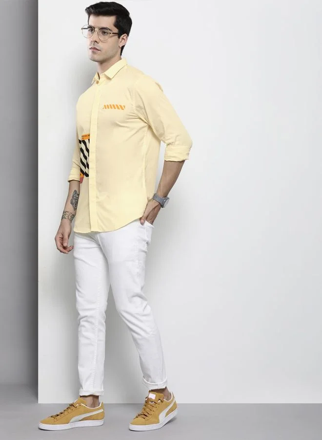 The Indian Garage Co Men Regular Fit Placement Print Full Sleeves Spread Collar Casual Shirt