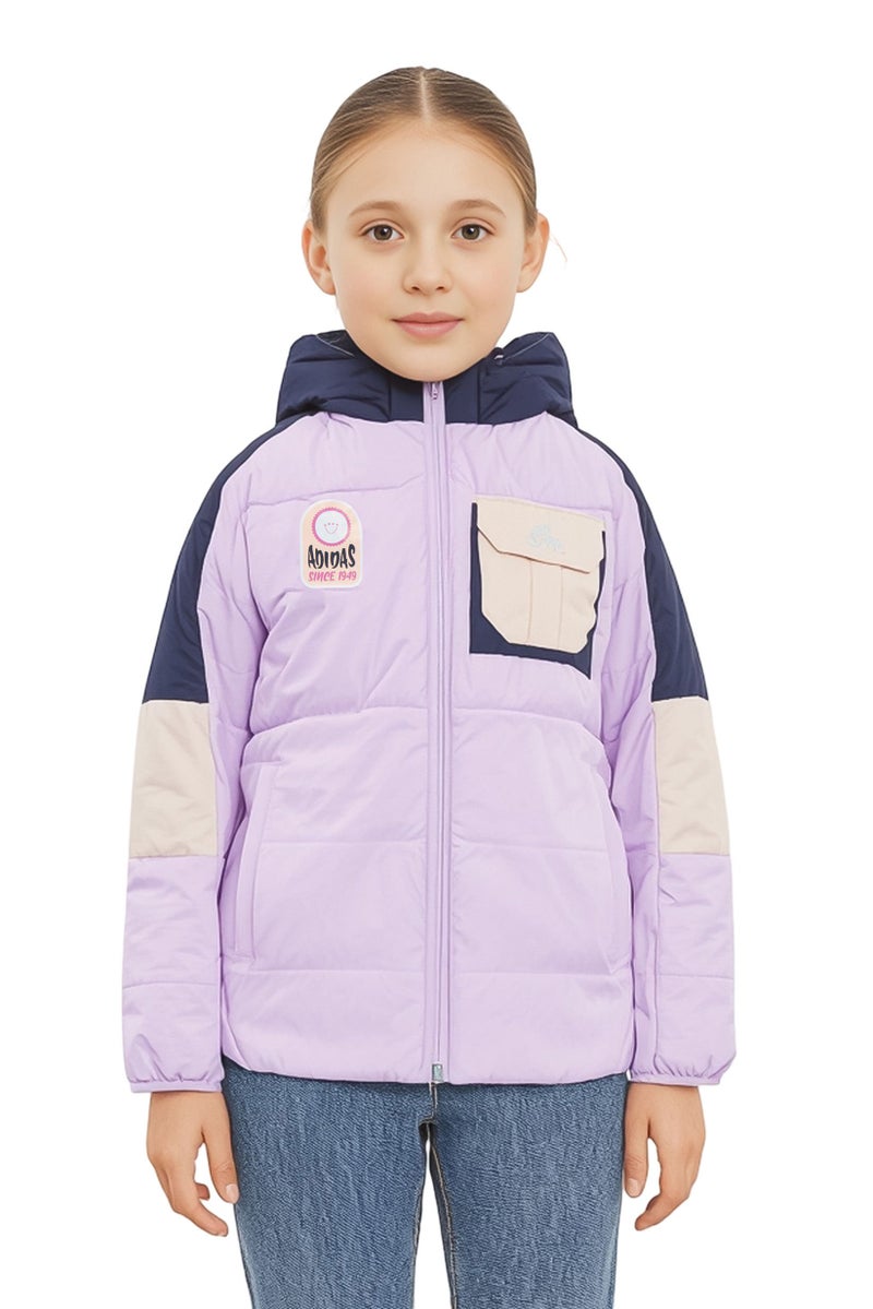 Adidas Kids Girl Brand Logo Long Sleeve Outdoor Jacket, Multicolor - Image 1