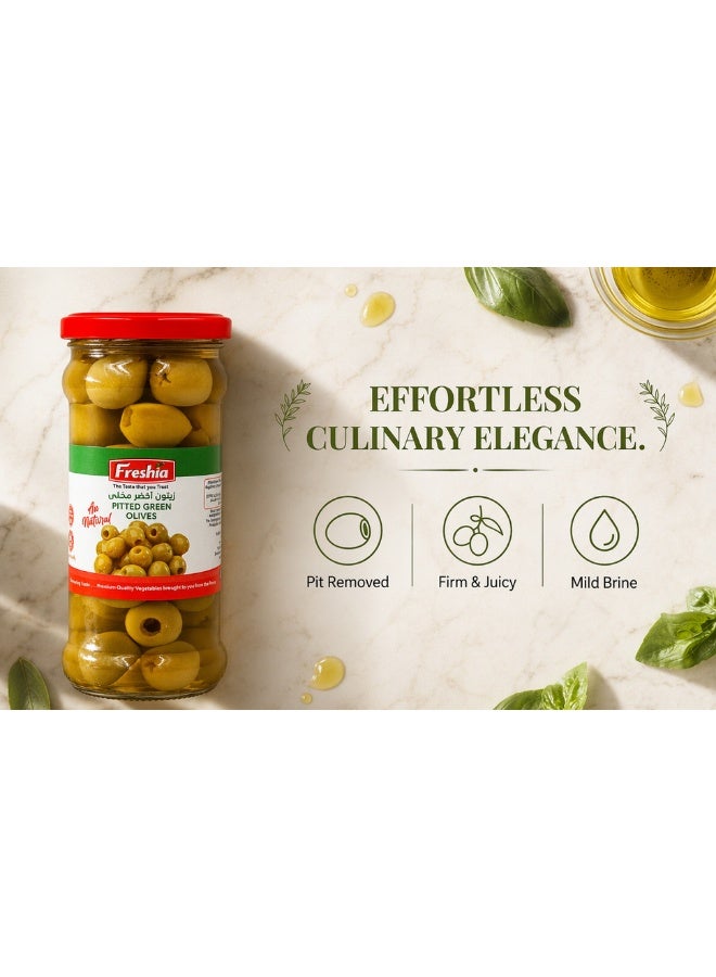 Freshia Pitted Green Olives 335g | Pit Removed Green Olives in Brine | Ready-to-Eat for Salads, Cooking & Snacking | Mediterranean Diet Friendly | Vegan, Gluten-Free - Image 1