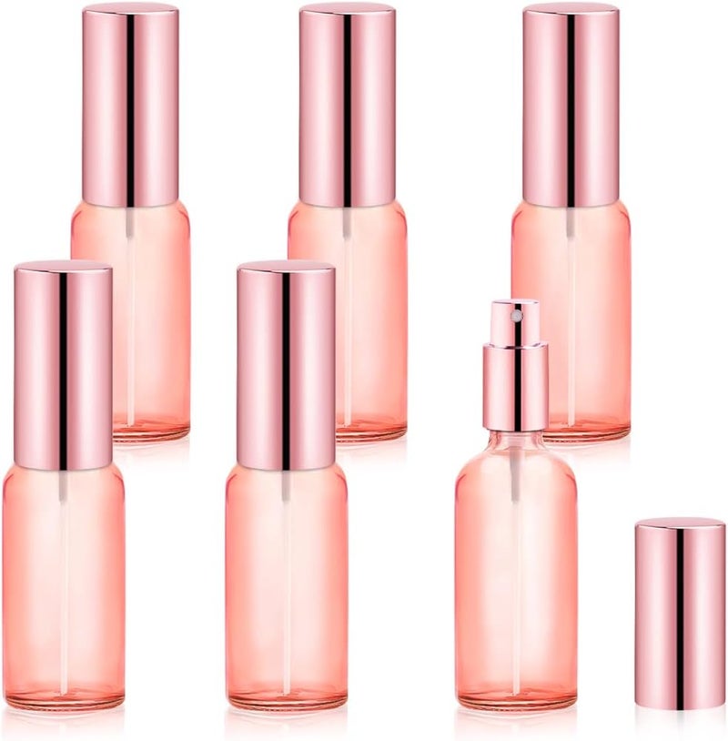 Wresty 6 Packs 30ml/1oz Pink Glass Spray Bottle Travel Perfume Atomizer Bottle Empty Fine Mist Spray Bottle Refillable DIY Cosmetic Bottle Container For Fragrance Essential Oils Liquids