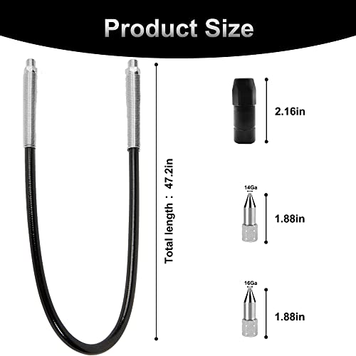 Neasyth 47in 4-Piece Grease Gun Hose Kit, Grease Gun Accessories Set Includes 47in Flex Grease Hose Extension, 4-Jaw Standard Grease Couplers and 2pcs Sharp Nozzles (1/8" NPT)… - Image 2