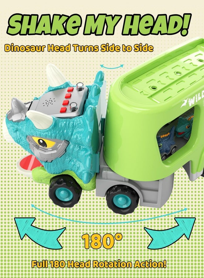 LADFAR Dinosaur Toys for Kids 3-5, Toddler Boy Toys, Dinosaur Carrier Truck with 8 Pull Back Cars, Transport Carrier Truck for Toddlers, Birthday Gifts with Music & Lights for 2 3 4 5+ Year Old Boys - Image 2