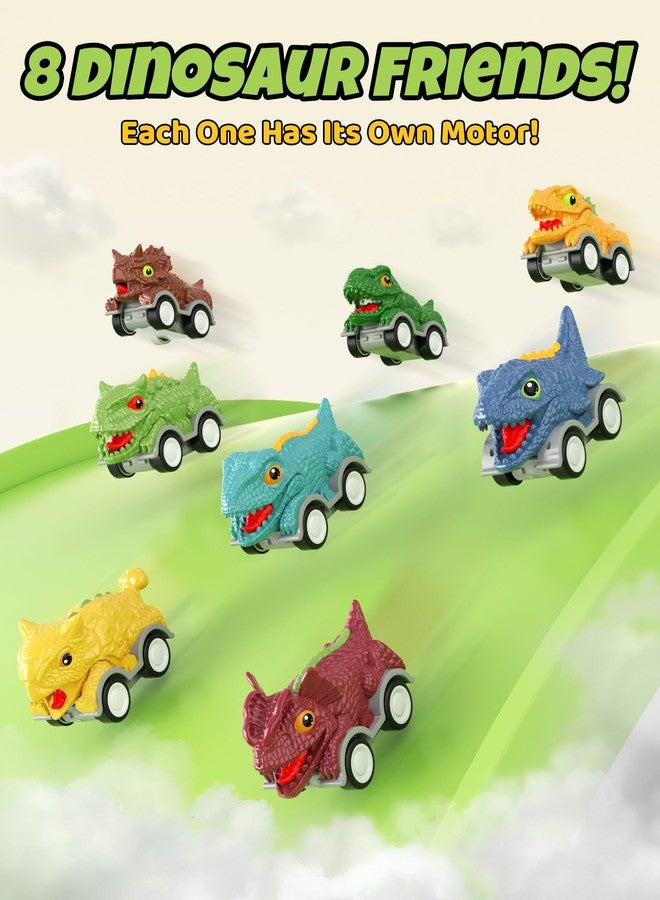 LADFAR Dinosaur Toys for Kids 3-5, Toddler Boy Toys, Dinosaur Carrier Truck with 8 Pull Back Cars, Transport Carrier Truck for Toddlers, Birthday Gifts with Music & Lights for 2 3 4 5+ Year Old Boys - Image 4