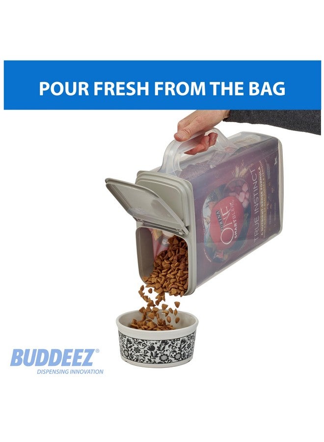Buddeez Pet Food Storage Container  8 Pounds Capacity Dog Food Storage, Cat Food, & Bird Seed Container With Durable Ez Grip Handle, Ez Flip Lid With Gray Lid (Includes 1 Cup Clear Scoop) - Image 5
