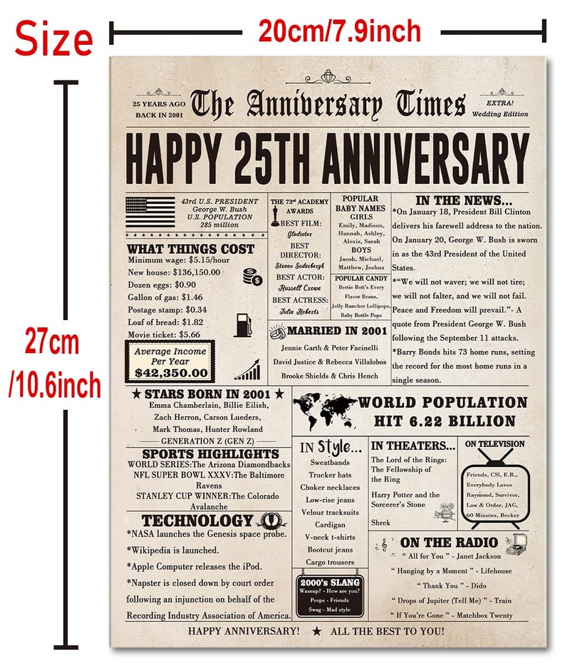 FANCYLUCKY Jumbo 25th Anniversary Card for Husband Wife Couples, Big 25 Year Anniversary Card Gifts for Dad Mom Parents, Romantic Silver Wedding Gifts for Husband Wife - Image 2