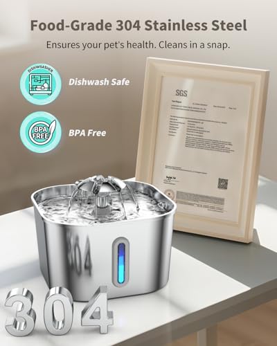 Vekonn Cat Water Fountain Stainless Steel, 2.2L/74oz Cat Fountain with Quiet Pump, Automatic Pet Water Dispenser, Ideal for Multi-pet Homes, Fresh & Clean Water for Cats and Dogs - Image 3