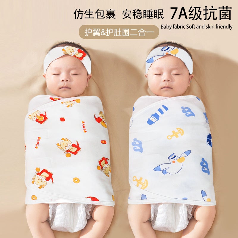 Baby Anti-Scare Sleeping Bag Spring Autumn and Winter Pure Cotton Newborn Baby Swaddling Towel Wrapping Towel Anti-Scare Sleeping Bag Artifact - Image 2
