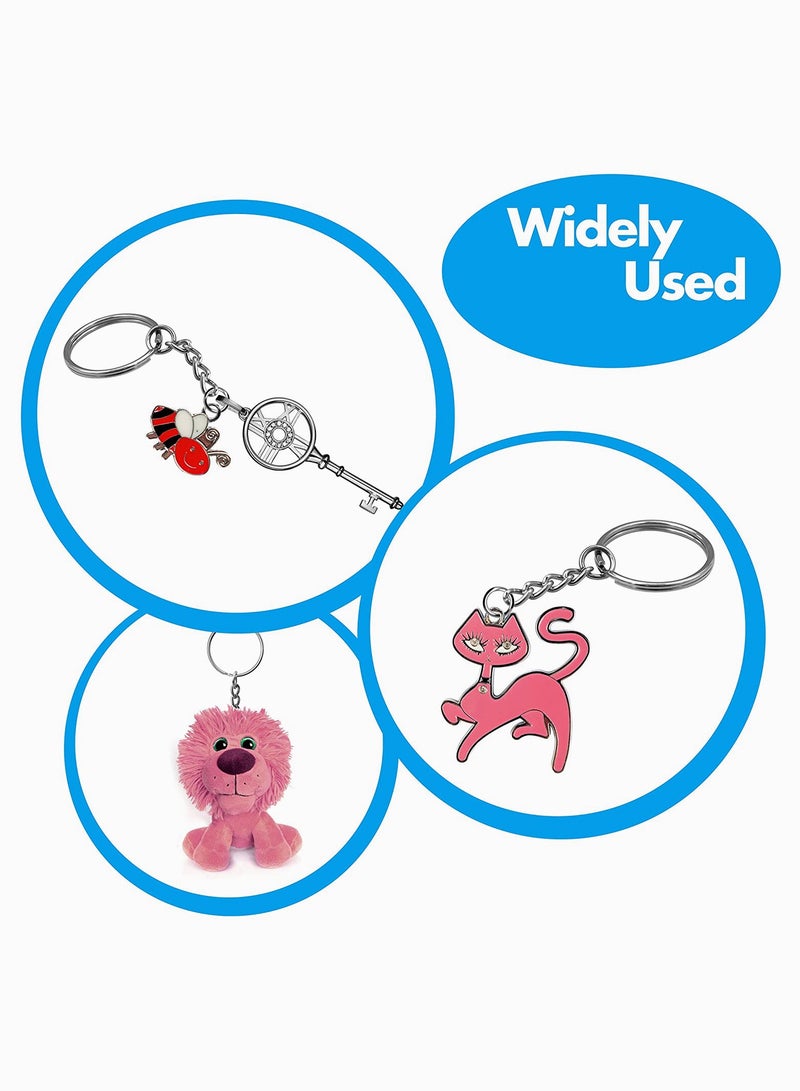 حلقة مفاتيح، حلقة مفاتيح مع سلسلة وحلقات قفز 1 بوصة حجم صغير حلقات مفاتيح معدنية فولاذية مقسومة أجزاء حلقة مفاتيح مع موصل حلقة قفز مفتوحة للاستخدام المنزلي والحرف، 90 عبوة - Image 4