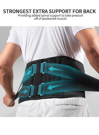 Lower Back Pain Relief with 7 Metal Plates Supports , Air Mesh Back Brace for Adult, Adjustable Back Support Belt for Work , Anti-skid Lumbar Support for Sciatica Scoliosis - view 3