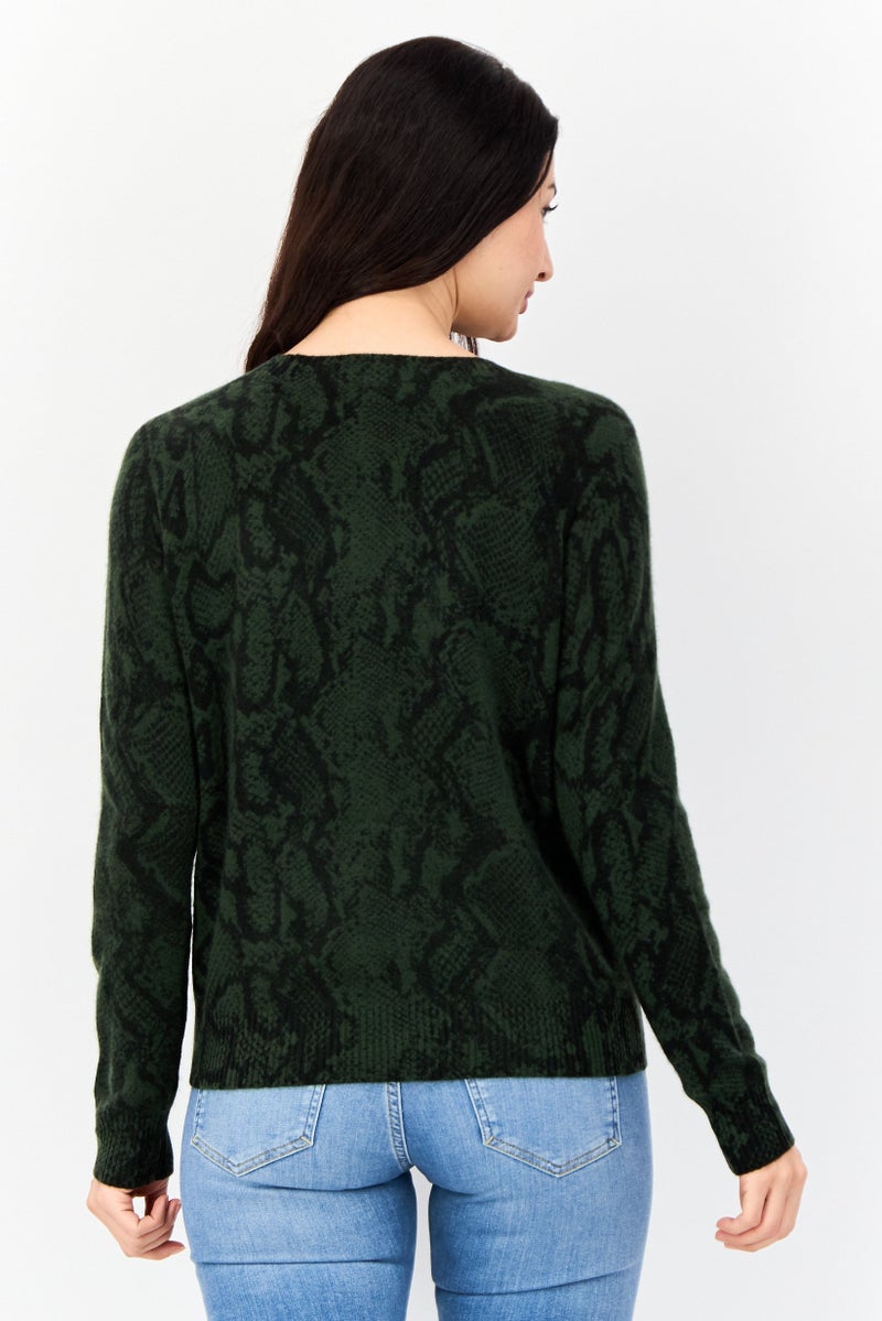 Aqua Women Crew Neck Allover Print Sweater, Multicolor - Image 2