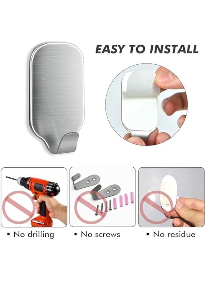 Beauenty Adhesive Heavy Duty Wall Hooks Stainless Steel Ultra Strong, No Drill Waterproof Hanger for Robe, Coat, Keys, Bags, Home Kitchen, Bathroom And Bedroom (pack of 10)  - Image 4