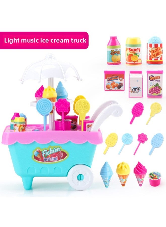 لعبة أطفال بنات تلعب في المنزل محاكاة عربة صغيرة موسيقى خفيفة سوبر ماركت حلوى سيارة الآيس كريم اللون: BB10122 - Image 4
