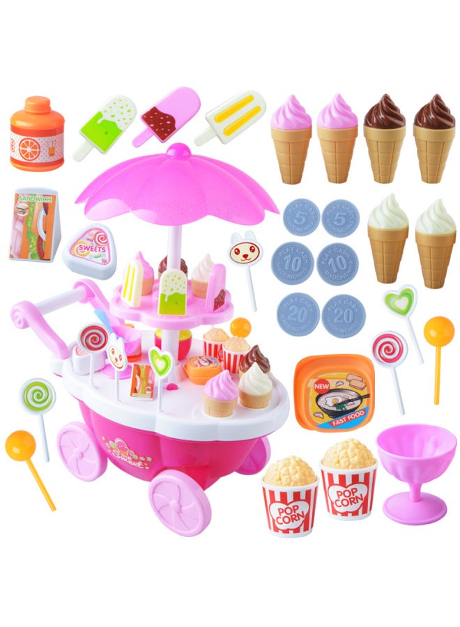 لعبة أطفال بنات تلعب في المنزل محاكاة عربة صغيرة موسيقى خفيفة سوبر ماركت حلوى سيارة الآيس كريم اللون: BB10122 - Image 2