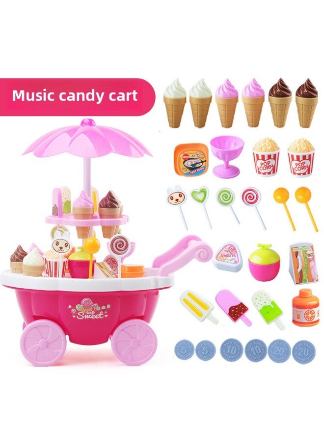 لعبة أطفال بنات تلعب في المنزل محاكاة عربة صغيرة موسيقى خفيفة سوبر ماركت حلوى سيارة الآيس كريم اللون: BB10122 - Image 3
