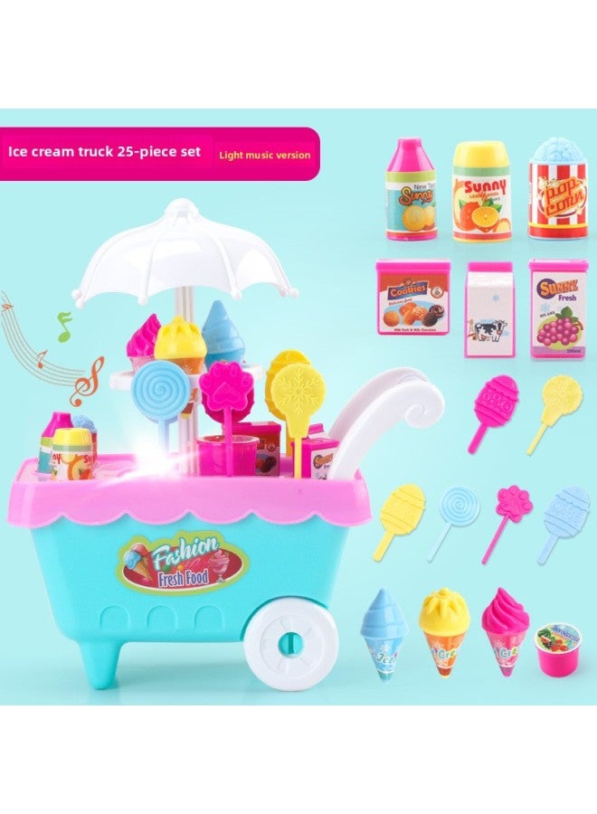 لعبة أطفال بنات تلعب في المنزل محاكاة عربة صغيرة موسيقى خفيفة سوبر ماركت حلوى سيارة الآيس كريم اللون: BB10122 - Image 5