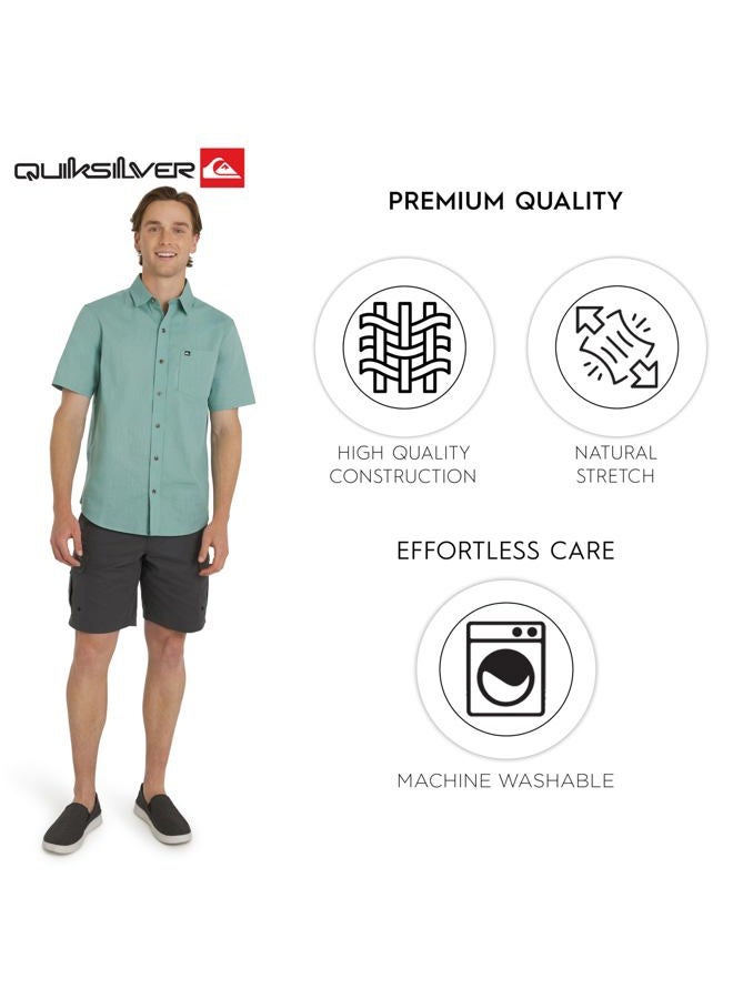 QUIKSILVER قميص رجالي قصير الأكمام من القطن الفاخر، رمادي جاد، XXL - Image 5