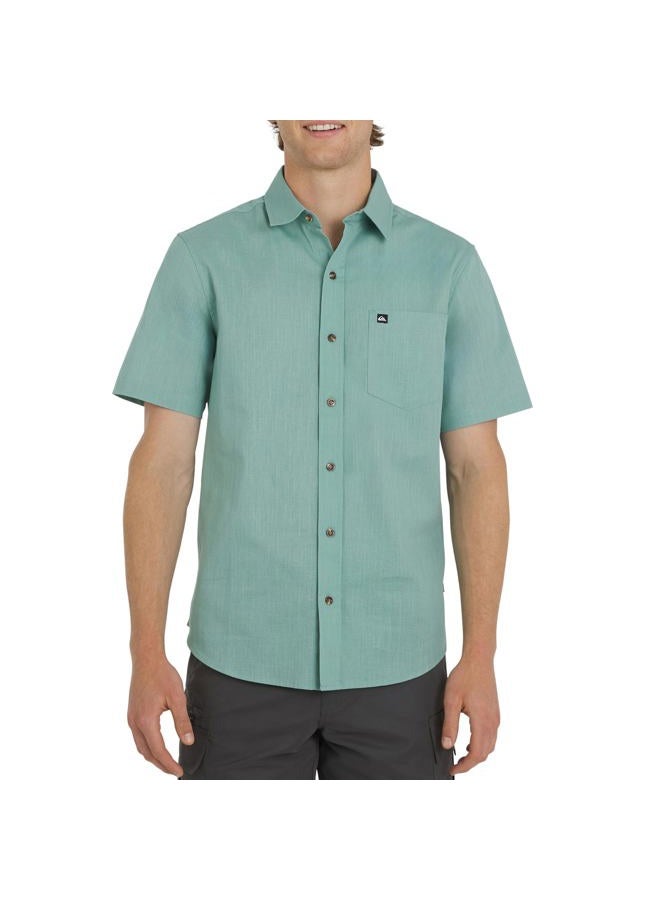 QUIKSILVER قميص رجالي قصير الأكمام من القطن الفاخر، رمادي جاد، XXL - Image 1