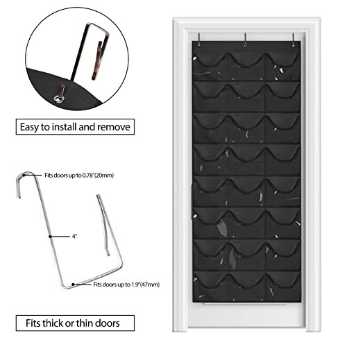 Dofilachy Hat Organizer Racks for Baseball Caps, Visible Hat Holder Rack for Wall Door with 3 Hooks, 24 Deep Pockets - Image 3