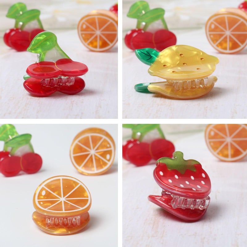 Cuizhiyu 8PK Mini Fruit Hair Claw Clips for Girls Cute Cherry Lemon Strawberry Orange Hair Clip Fun Summer Hair Accessories - Image 4